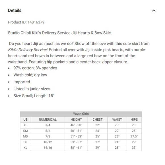 Kiki's Delivery Service Jiji Hearts & Bow Skirt - Picture 12 of 12